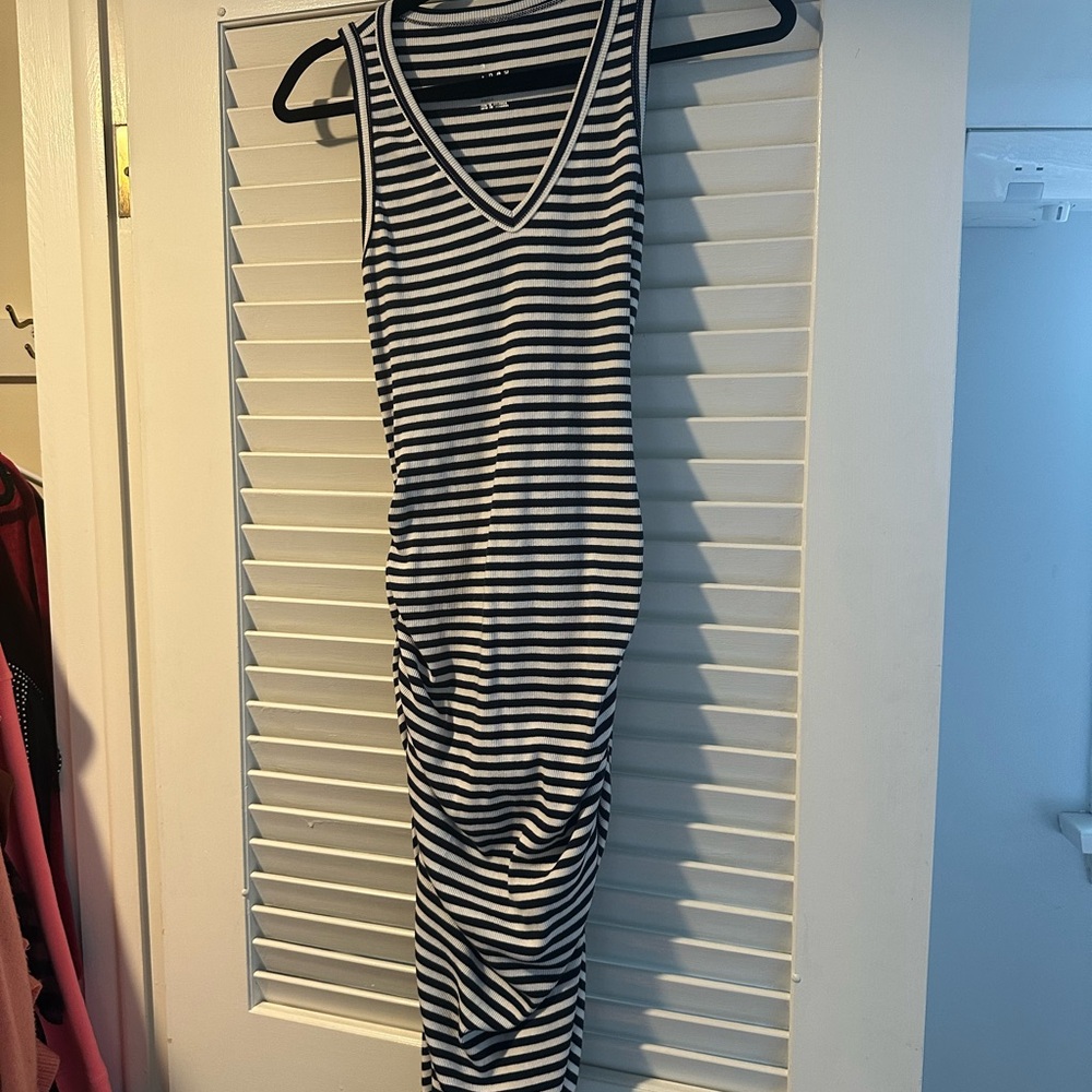 Navy and White Striped Sleeveless Dress